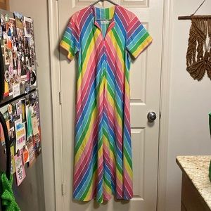Belle Fleur vintage 1960s 1970s swimsuit coverups/house coat rainbow caftan
